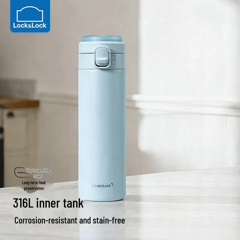 LockLock Simple Pop-Up Stainless Steel Travel Mug