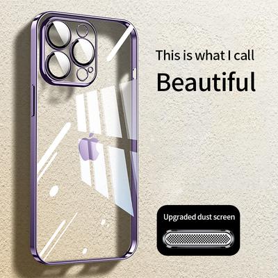 Luksusowe poszycie przezroczyste etui na Iphone 14 13 12 Pro Max ochrona aparatu z obiektywem Ultra cienka silikonowa twarda obudowa Pc Funda Coque