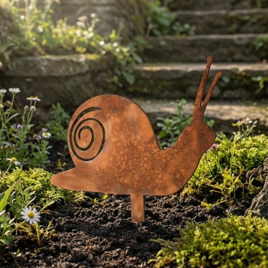 Schnecken-Ornamente Gartenstecker-Silhouetten Erdspieß Wetterbeständiges Eisen Retro Verwitterte Textur Figuren für Hof und Terrasse