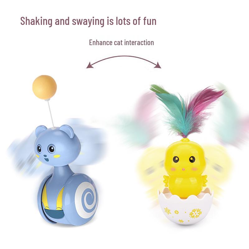 Interactive Tumbler Kitten Toy with Colorful Feather Teaser & Scratch Ball