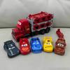 1:16 Pixar Toy Car 5pcs/Set Die-Cast Anime Lightning Mcqueen Mack Folding Flatbed Truck Model With Sound Light Interactive Gifts