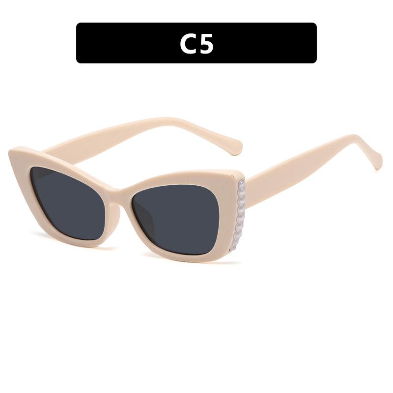 Multi-Color Options Cat Eye Pearl Decor Sunglasses with UV400 Protection for Outdoor Activities Travel Use