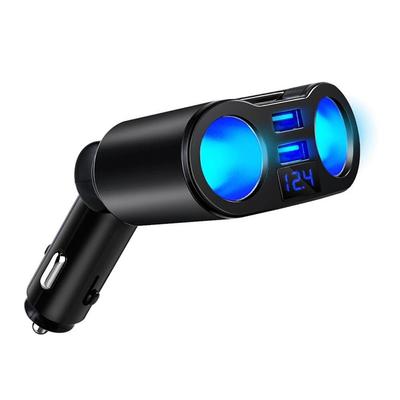 Chargeur de voiture USB 1 à 2 adaptateur allume-cigare avec deux ports USB 3,1 A, affichage de tension LED, protection de sécurité, 12 V/24 V