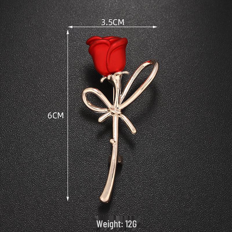 Exquisite Women's Red Flower Brooch – Niche Design, High-End Suit Accessory