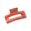 Fashionable Brown Striped Pvc Large Square Hair Claw Clip For Elegant Hairstyles