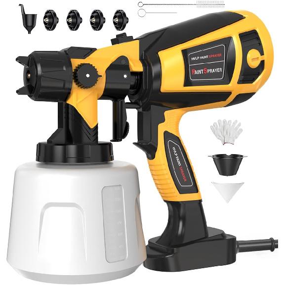 Paint Sprayer 1000W High Power Electric Spray Paint Gun with Adjustable Spray Width Knob,1400ML Container,4 Nozzles & 3 Patterns,Easy To Clean for