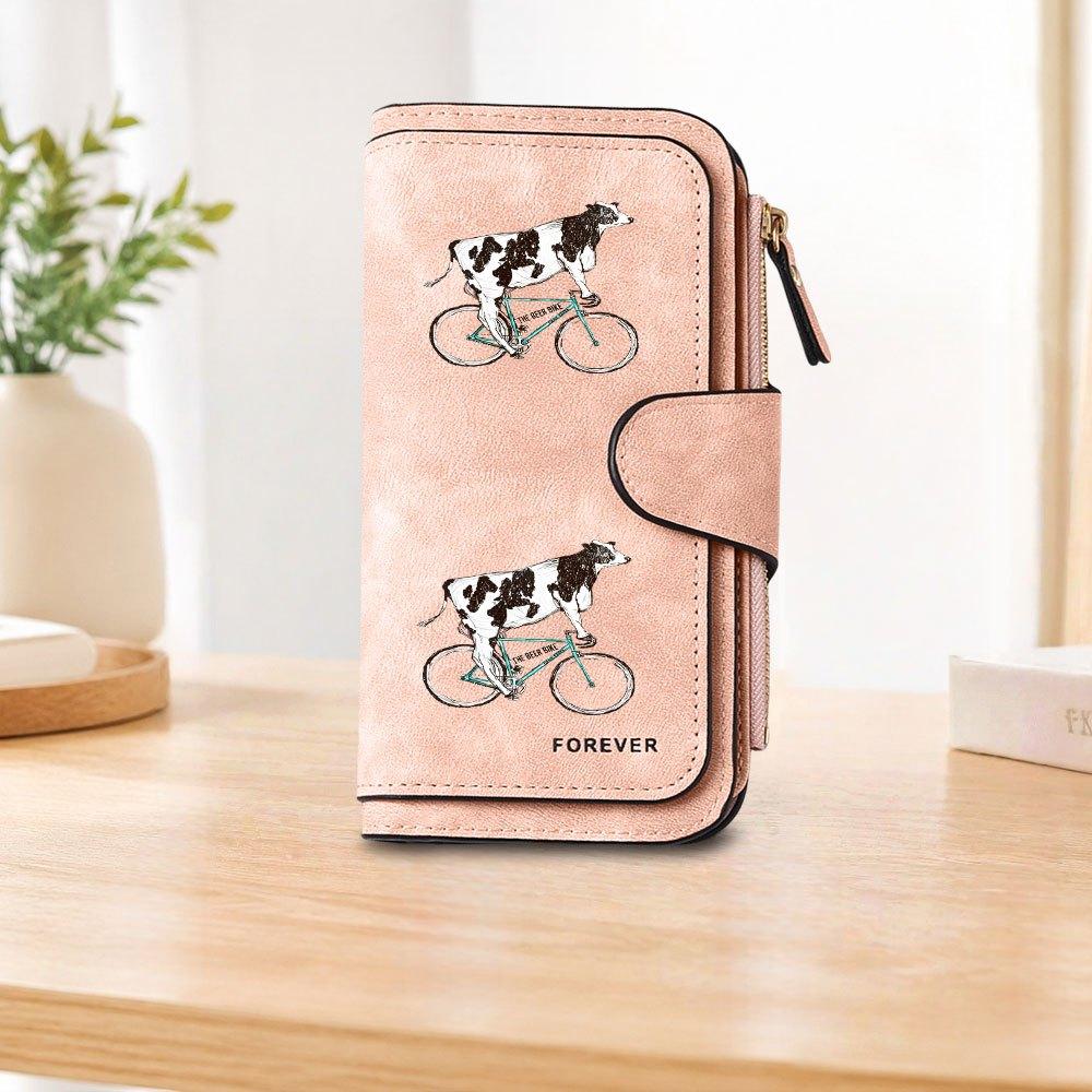 Cow Print Long Zipper Wallet, Large Capacity Card Holder, Unisex Clutch Bag, Fashionable Zipper Coin Purse, Suitable for Daily Use, A Great Gift for