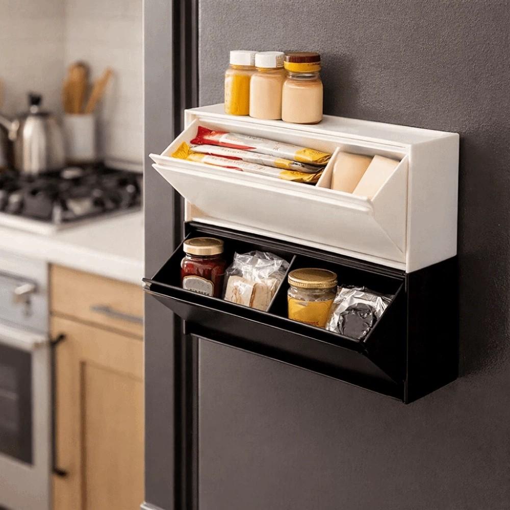 Plastic Magnetic Refrigerator Storage Box Wall Mounted Side Hanging Storage Rack Bathroom