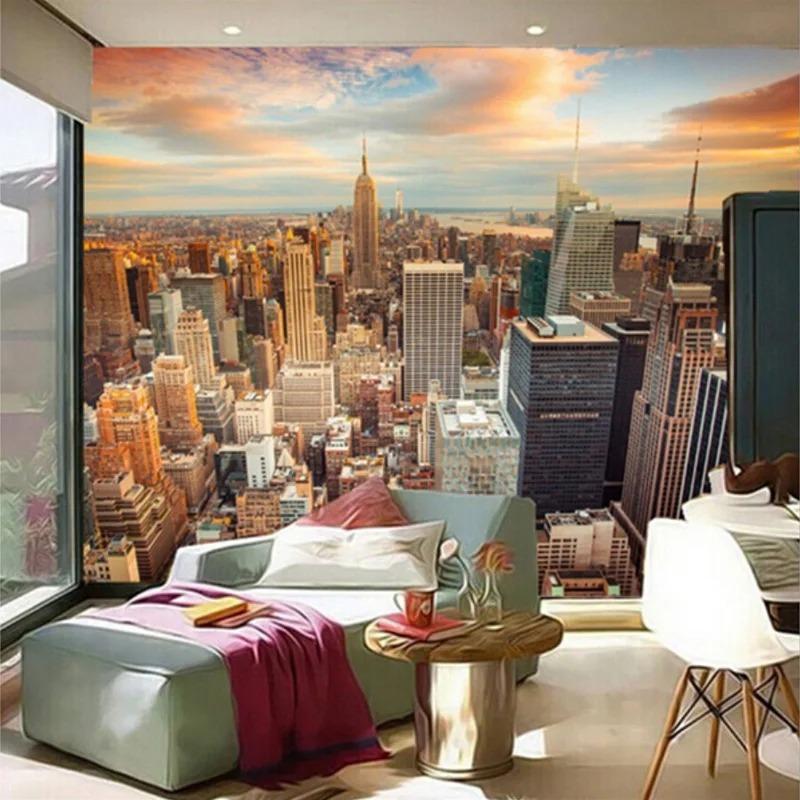 Modern 3d Mural Backdrop City New York Landscape Wallpapers Living Room Sofa Background Wall Murals Home Decor