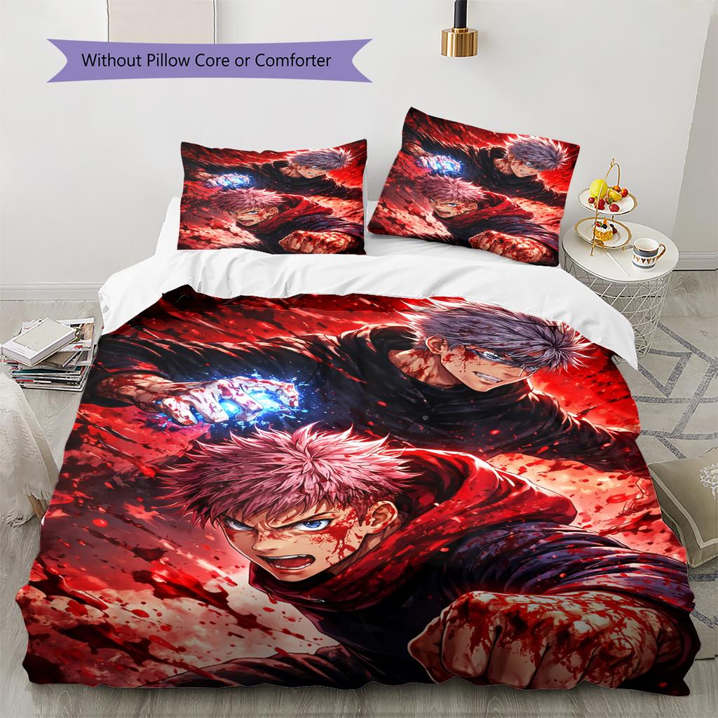 Satoru Gojo and Sukuna Pattern Bedding Quilt Set  Home Decoration  Gift (1 * duvet cover + 2 * pillowcase  without core)