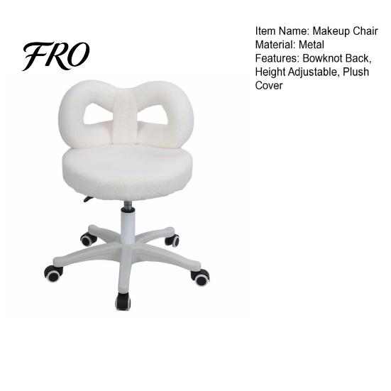 Makeup Chair Swivel Vanity Chair, with Adjustable Dressing Stool Height, Plush Cover Bowknot Back Home Office