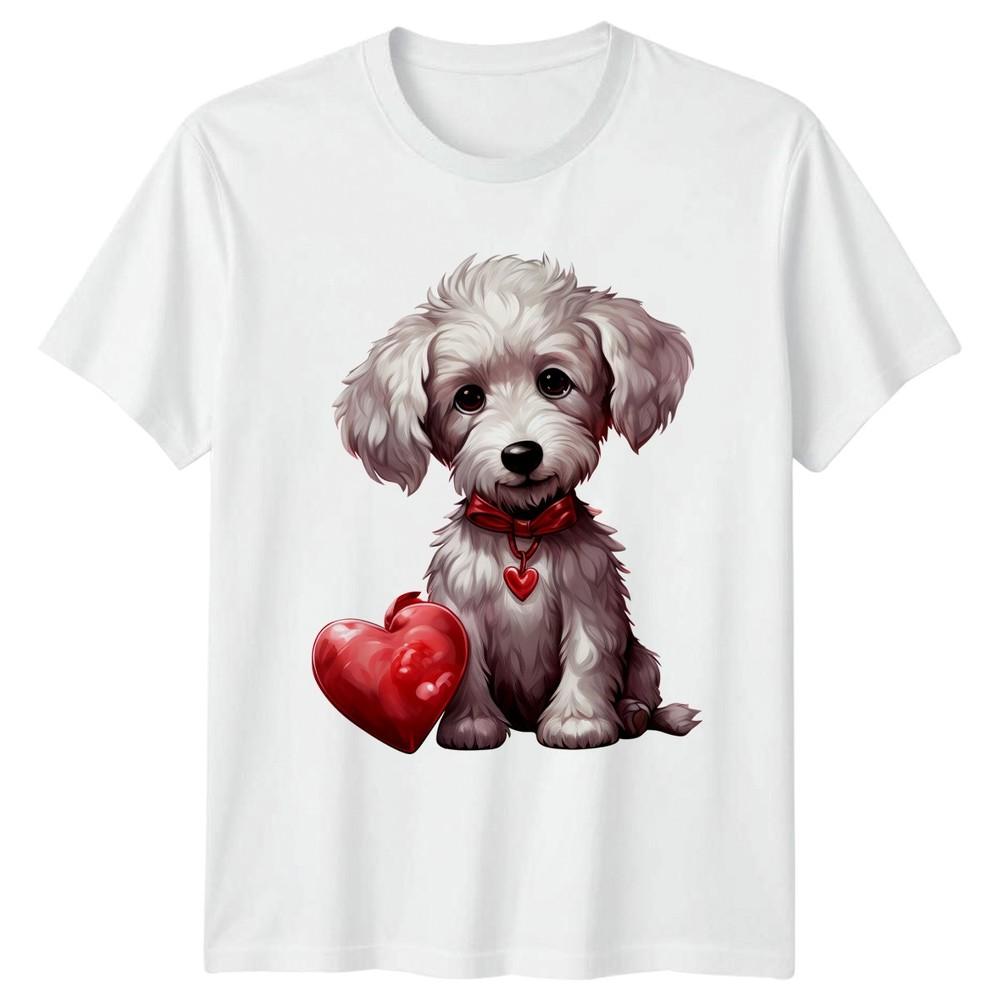 Fluffy Dog Puppy Love Heart Valentine Animals Dogs Unisex Unisex Graphic Tee S