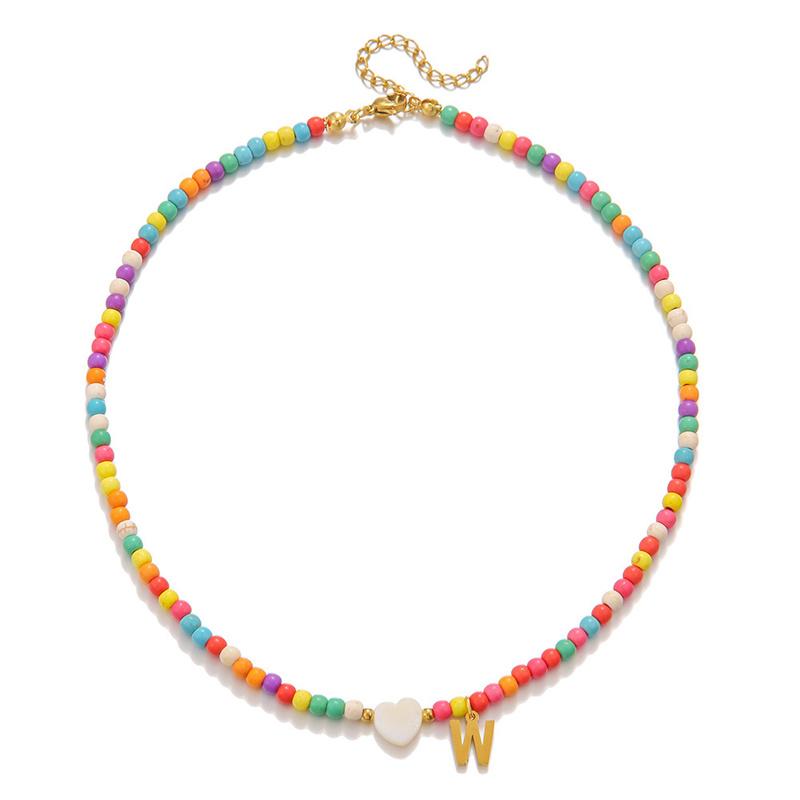 2026 New Colorful Beaded Initial Letter Necklaces for Girls Women Handmade Beads Choker Bohemian Necklace Jewelry Gift Wholesale
