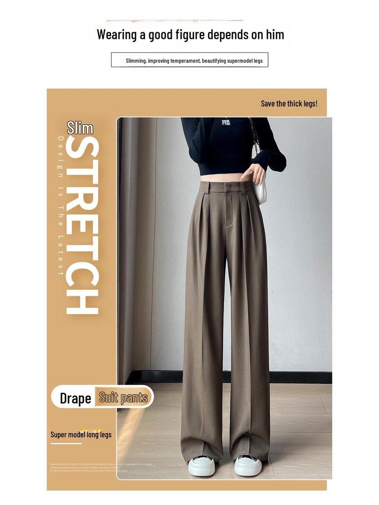 2024 Women's High Waist Wide Leg Suit Pants - Korean Fashion, Spring/Autumn, Loose & Casual Fit
