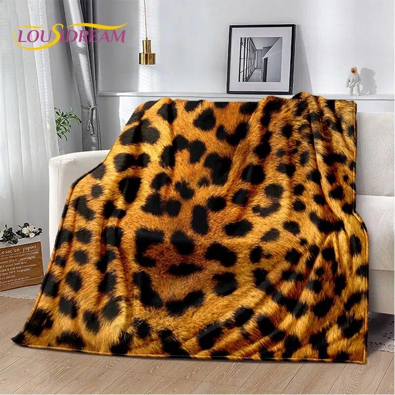 3D-Wild-Leopardenmuster-Serie, weiche Plüschdecke, Flanelldecke, Überwurf, Decke für Wohnzimmer, Schlafzimmer, Bett, Sofa, Picknick-Abdeckung, Kinder