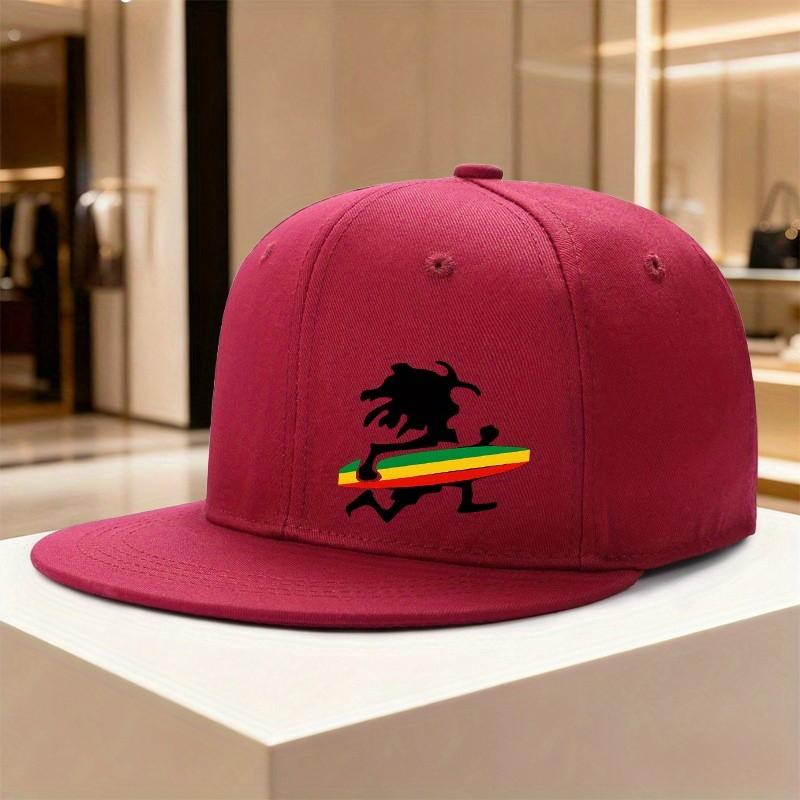 Rastafarian Surfer Silhouette Flat Brim Snapback Cap Adjustable Baseball Hat Street Style Summer Essential