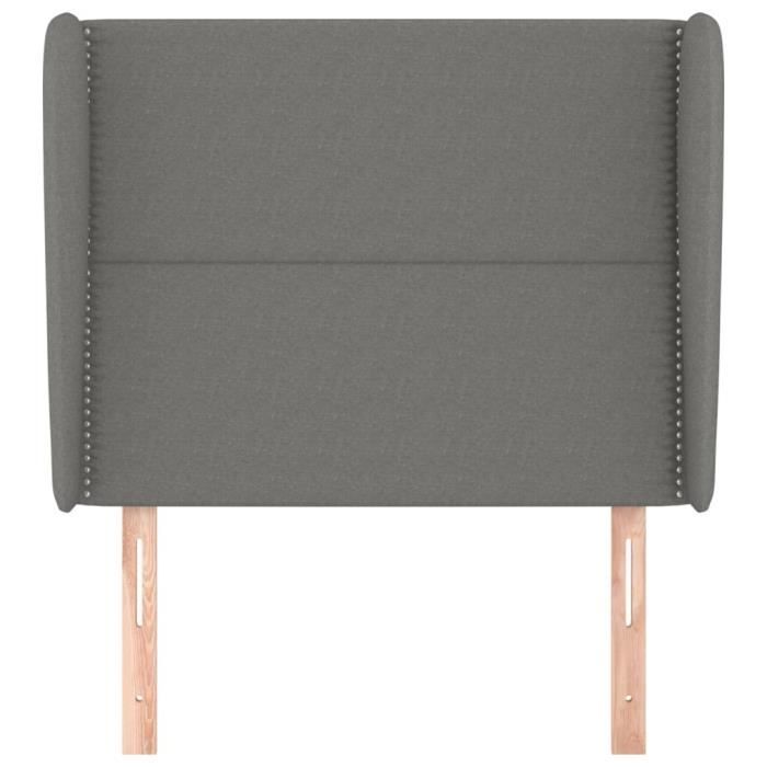 VidaXL Tête de lit avec oreilles Gris foncé 103x23x118-128 cm Tissu3117807