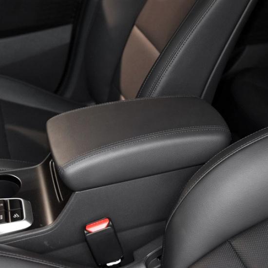 Крышка подлокотника центральной консоли Коробка Черная кожаная накладка Для Hyundai Tucson 15-18