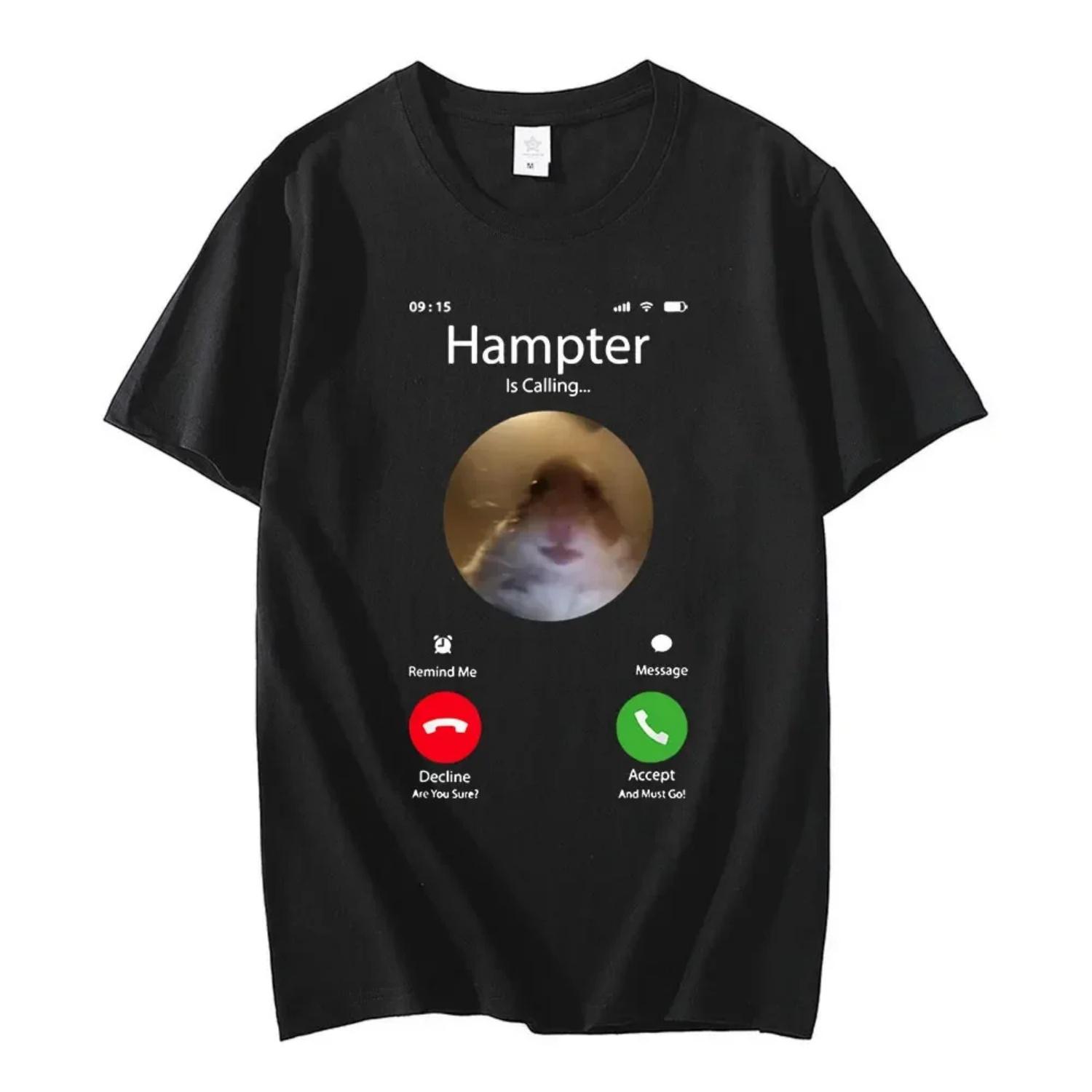 Dank Meme Hamster Staring Front Camera Hampter Calling Футболка Модные футболки с коротким рукавом Уличная одежда большого размера Унисекс S