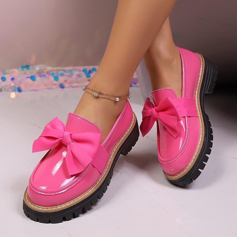 Dámské boty Oxford s platformou, silnou podrážkou, mašlí, nízkým profilem a bez tkaniček (slip-on) - nadměrné velikosti