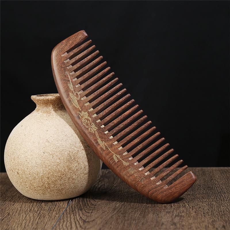 Wooden Comb, Sandalwood Comb, Black Gold Sandalwood Comb, Anti-static Massage, Hair Loss, Wide Teeth, Curling Comb, Long Hair, Household Comb, Gifts.
