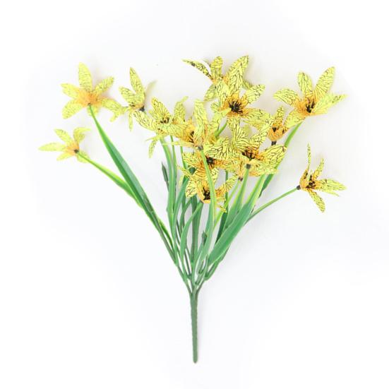 Planta de simulare Rezistent la UV Fără decolorare Întreținere redusă 5 Iarbă de primăvară bifurcată Flori artificiale Grădină Decorații pentru casă