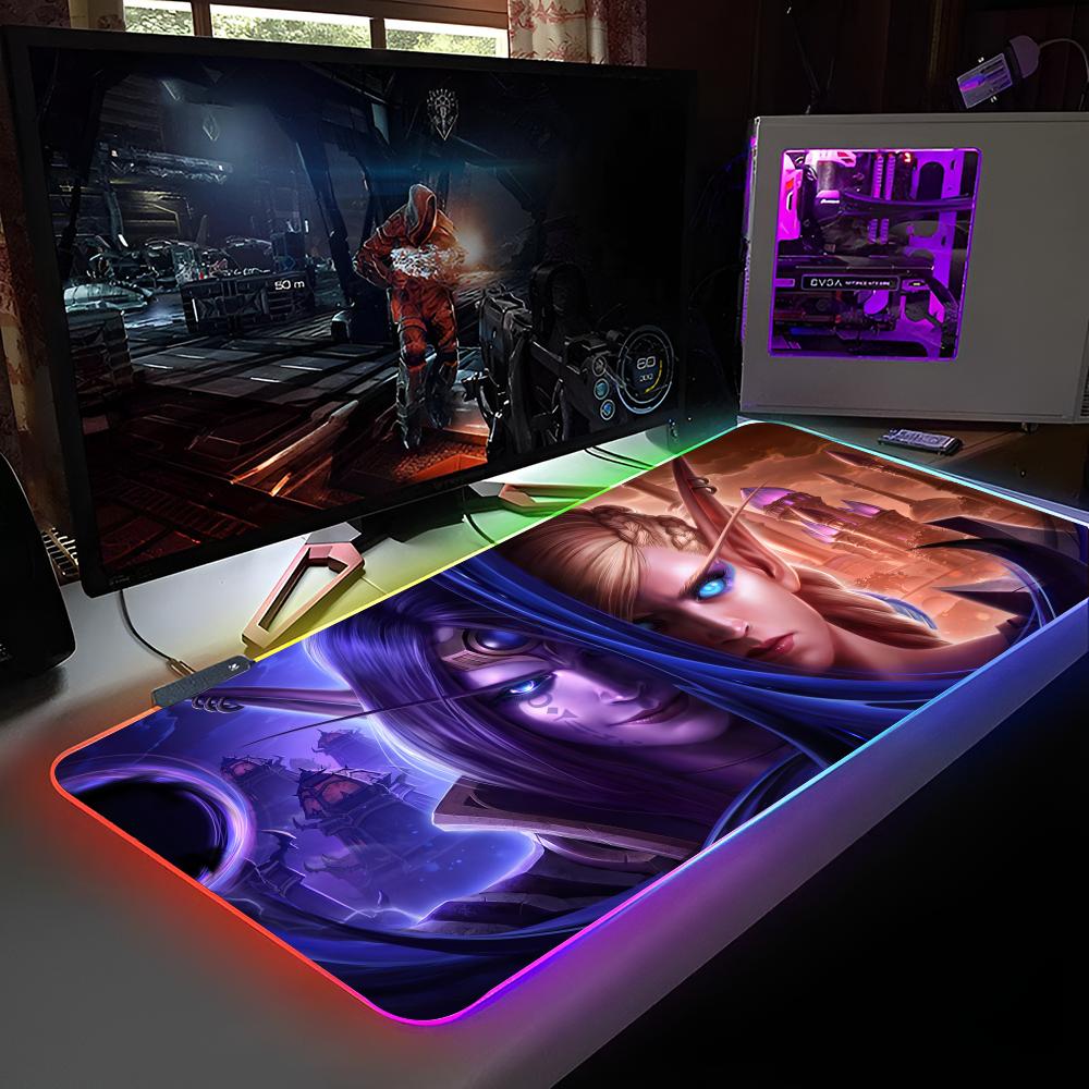 

W-WorldS Of W-WarcraftS Mouse Pad RGB Backlit Mouse Pad Laptop Mouse Pad Laptop Gamer Computer Desk Gaming Accessories RGB800x400x4mm