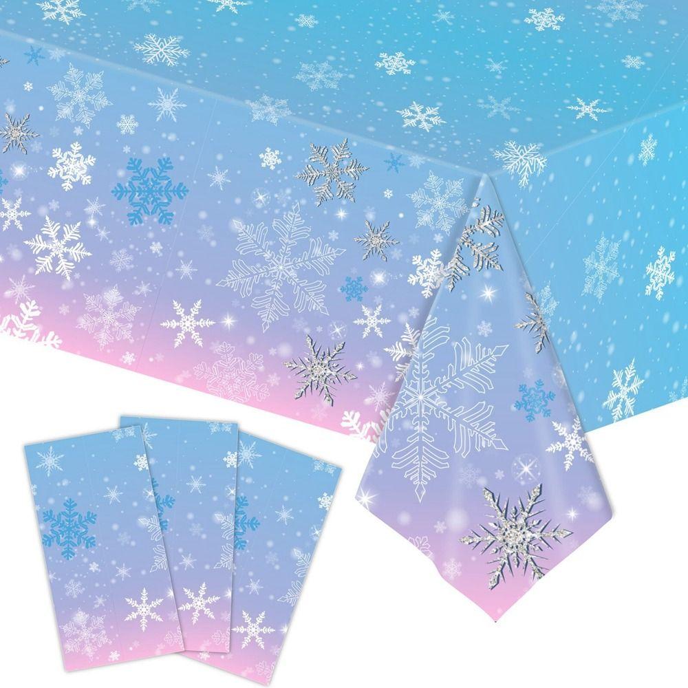 

Plastic Christmas Tablecloth Bronzing Disposable Disposable Tablecloths Table Decoration Snowman Snowflake Table Cover Christmas