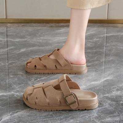 Hohle Flats Mules Schuhe Damen Hausschuhe Plateau Lässige Sandalen Frau Flip Flops 2025 Sommer Strand Pantoletten Komfort Sandalen