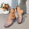 Summer Outside Wear Crystal Slippers Women 2025 New Transparent Head Hollow Leisure Sandals Slippers Slippers Fast Dry Hole