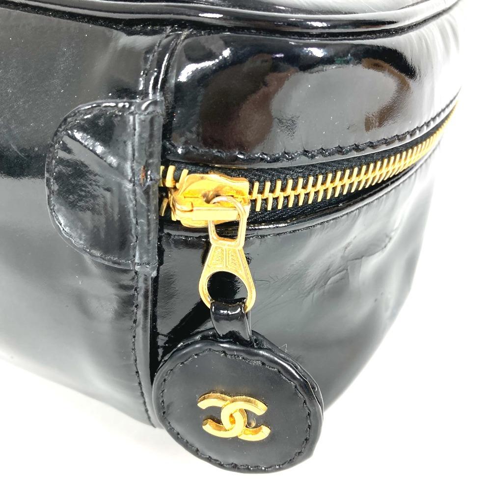 CHANEL Monogram Vanity bag CC CC Mark logo Bag Hand Bag Hand Bag enamel Black
