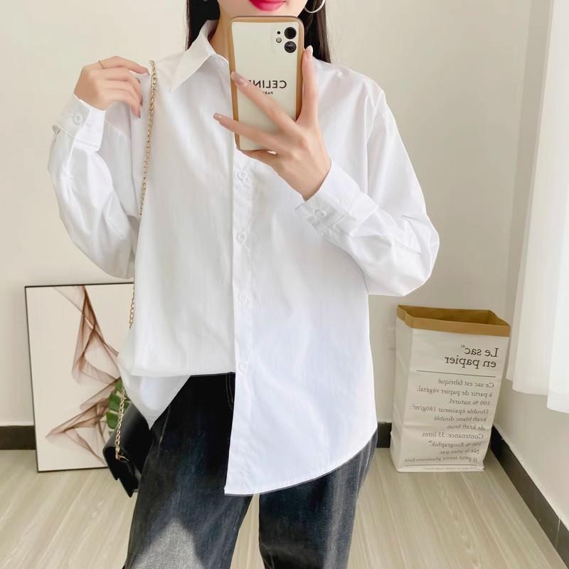 Spring Autumn Women's White Elegant Fashion Shirt Ladies Long Sleeve Simple All-match Buttons Cardigan Blouse