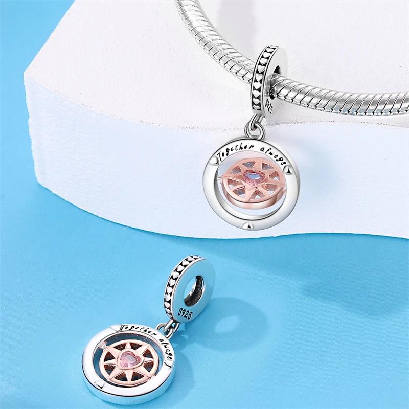 Rose Gold Love Heart Lock Pendant Charms Copper Beads Fit Original Bracelets Beads For Women Diy Jewelry Making Gift