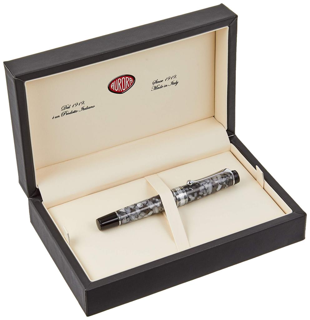 Aurora Optima Black Pearl Füllfederhalter Extra Feine Feder Kolbenfüller Offiziell 996-CGE Stift, (EF), System, Import.