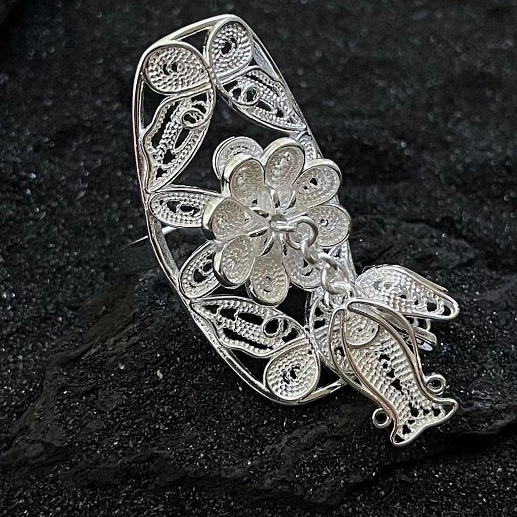 3Pcs Fashionable Ethnic Finger Rings Vintage Hollow Out Chinese Style Rings Set Fashion Alloy Jewelry for Women