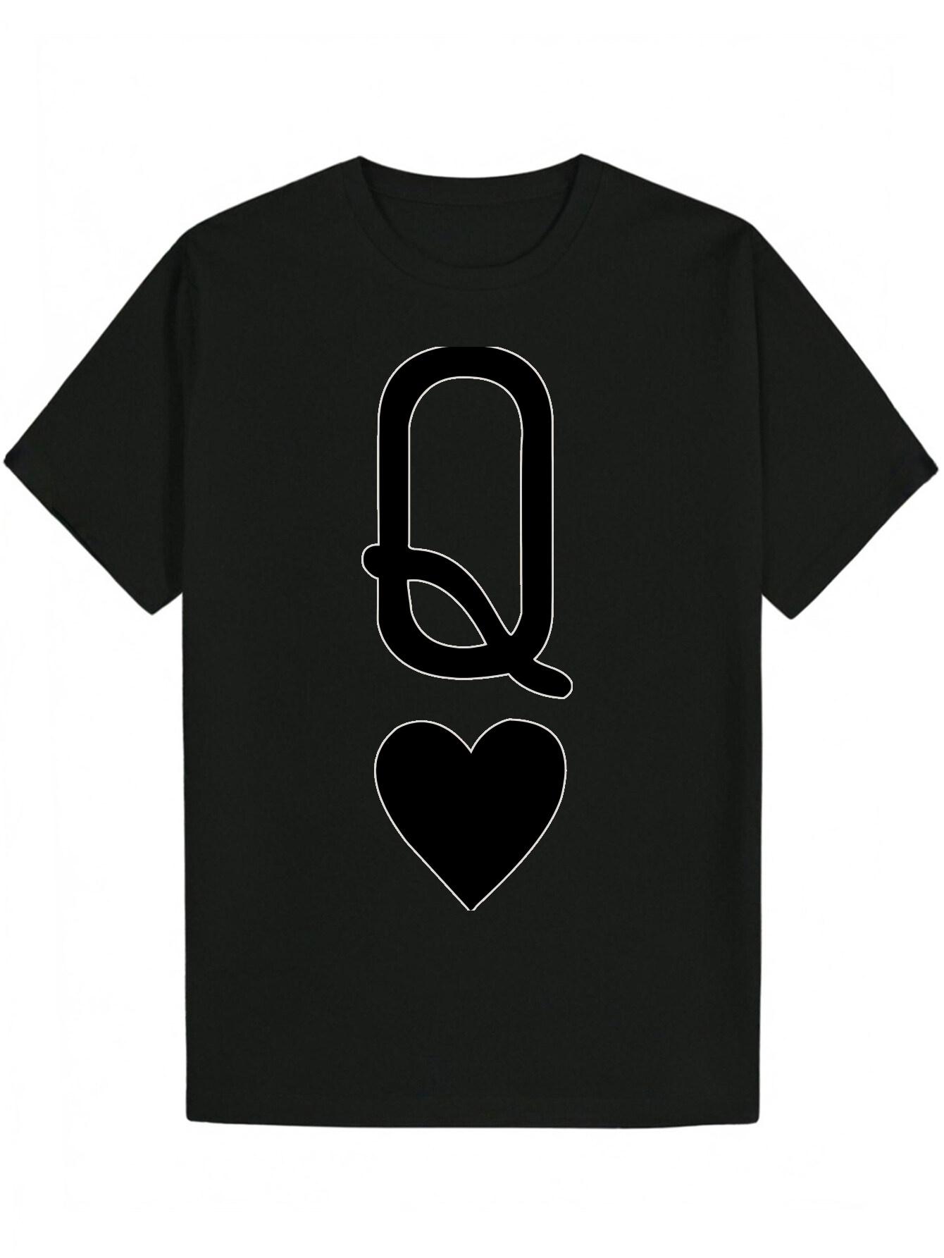 Round Neck Polyester (Polyester) Letter Print T-shirt M