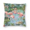 Federa per Cuscino Vintage Laguna dei Fenicotteri Poliestere Lino Velluto Creativo Zip Decorativa Federa per Cuscino da Lancio Copricuscino per Casa