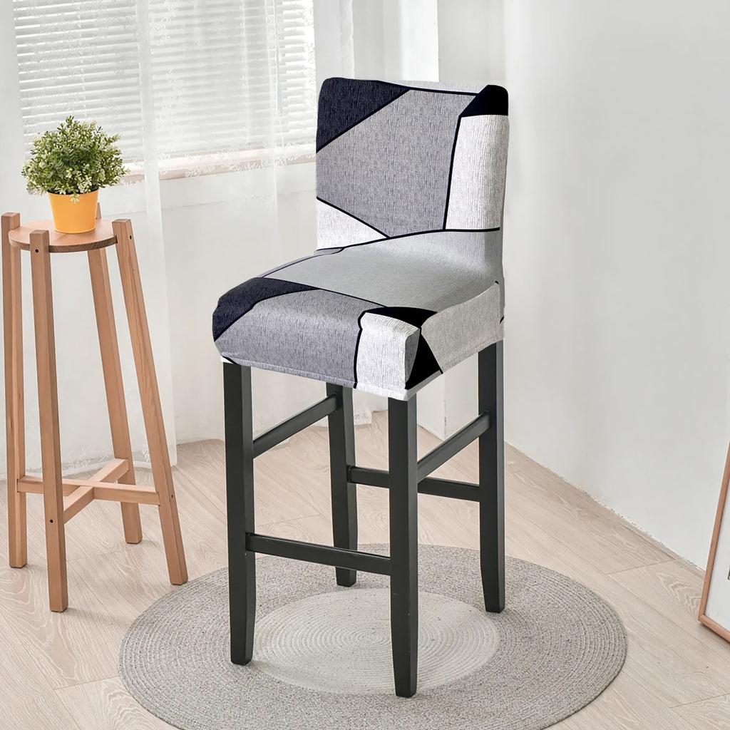 Printed Milk Silk Bar Stool High Chair Cover Elastic Bar Stool Cover Bar Table Hotel Club Low Backrest Cover