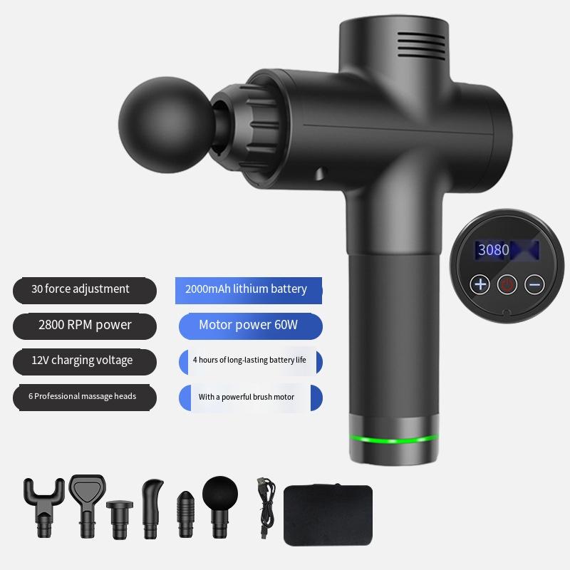 

Электрический массажный пистолет для фасций, глубокотканный, для тела, для расслабления мышц, для облегчения боли, с шумоподавлением, ЖК-дисплей, для шеи, спины, ног, фитнеса