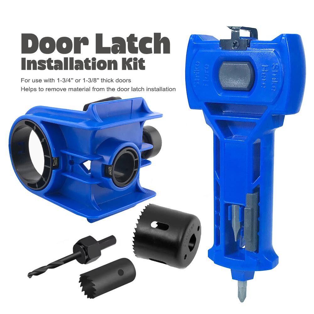 

Фреза Ball Lock и инструмент для врезки дверного замка для установки дверного замка, подходит только для деревянных дверей толщиной 1-3/4 или 1-3/8 синий
