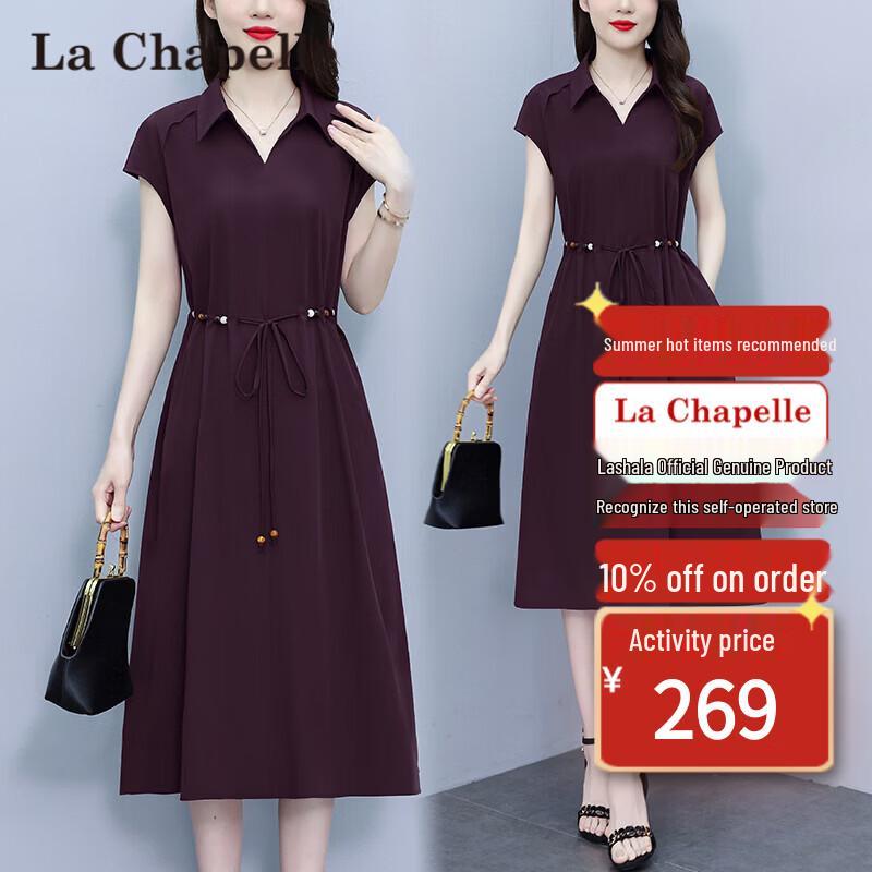 La Chapelle Women s Shirt Collar A-Line Summer Dress 2XL