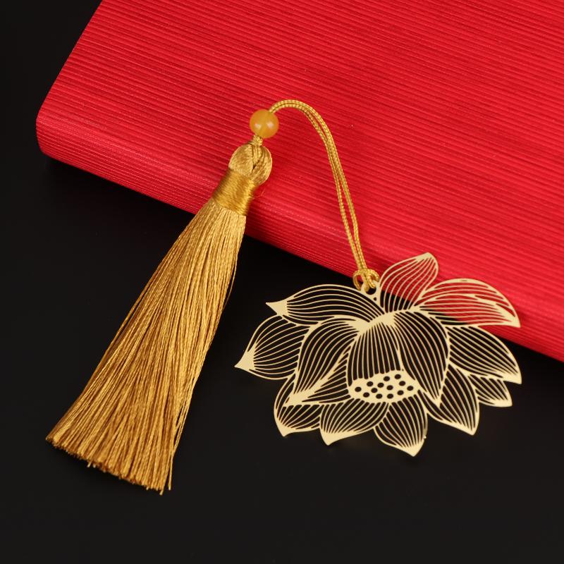 Chinese Style Stationery Retro Metal Bookmarks Hollow Ginkgo Biloba Maple Leaf Lotus Vein Book Marks Gifts