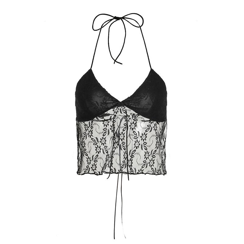 

Женский топ-топ с бретелькой через шею и кружевом на бретельке через шею Spice Sexy Slimming Vest L чёрный