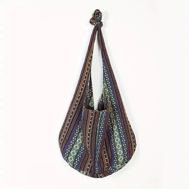 Bohemian Canvas Shoulder Crossbody Bag Womens Large Capacity Versatile Ethnic Shopper Tote Bag
