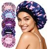 3 Piezas Gorro de Satén para Dormir para Mujer Banda Elástica Ancha Estampado de Mariposas Gorro Nocturno para el Pelo Cuidado de la Belleza Gorro de Ducha