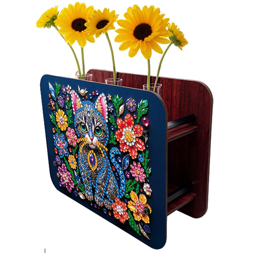 DIY Diamond Painting Wooden Tube Vase Two-Sided Pattern 5D DIY Vase Diamond Painting Kit for Adults Gift Idea Home Office Decor