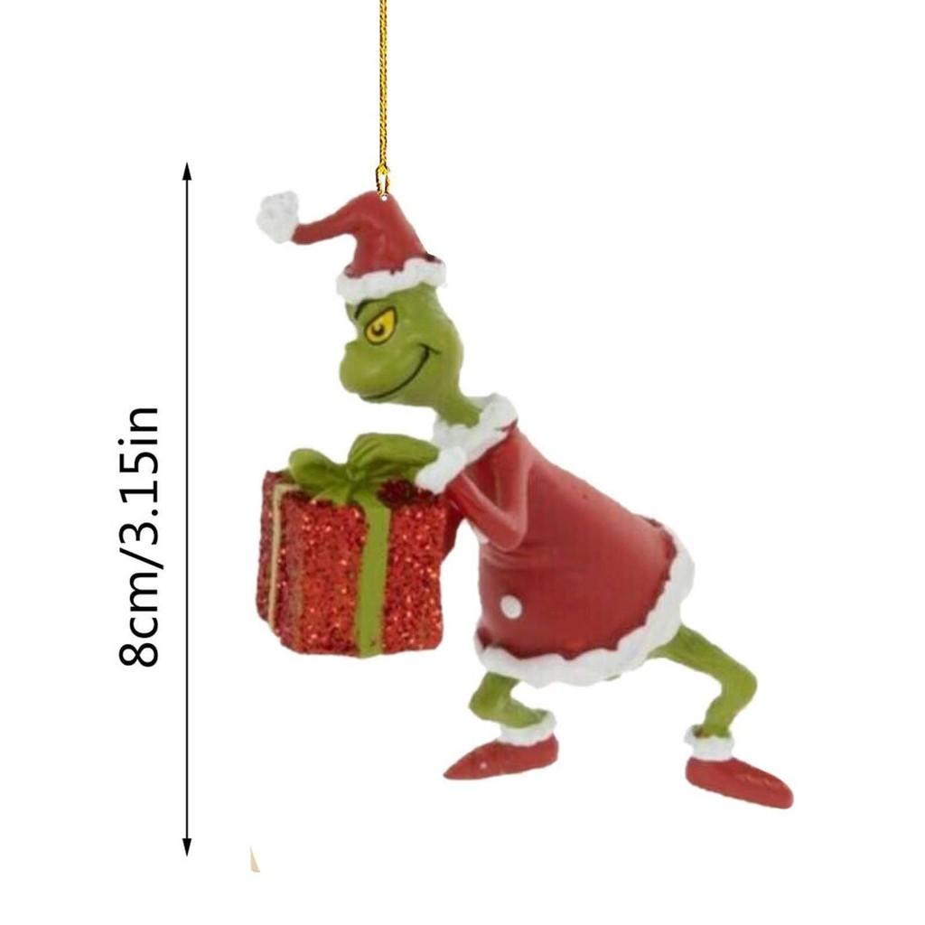 Lustiger und farbenfroher Grinch Acryl Weihnachtsbaum Hängeornament zur Autodekoration