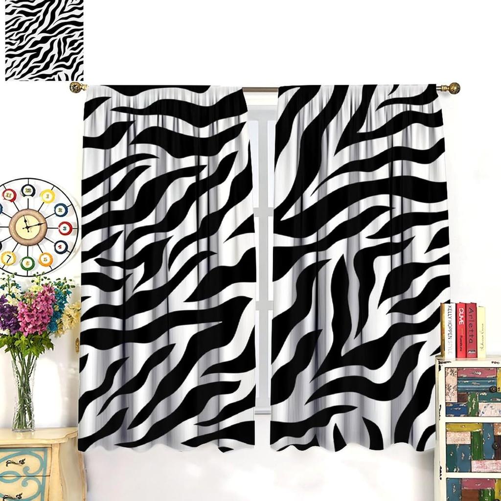 Leopard Print Curtains Brown Animal Fur Printed Lightweight Dcor Window Treatments Women Girls Bedroom Living Room Wildlife Curtain Polyester Ideal