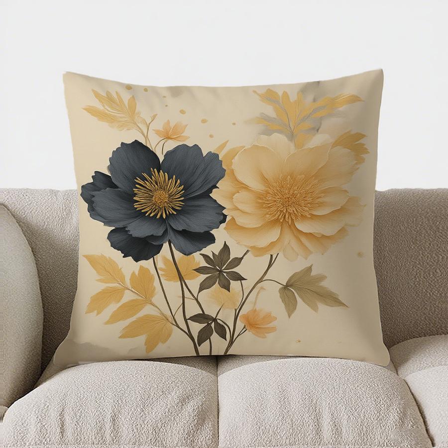 Home Decor Floral Dark & Light Flower Pattern Pillow Cover Pattern Cushion Cover Suitable For Sofa Bedroom Car Pillow Cover