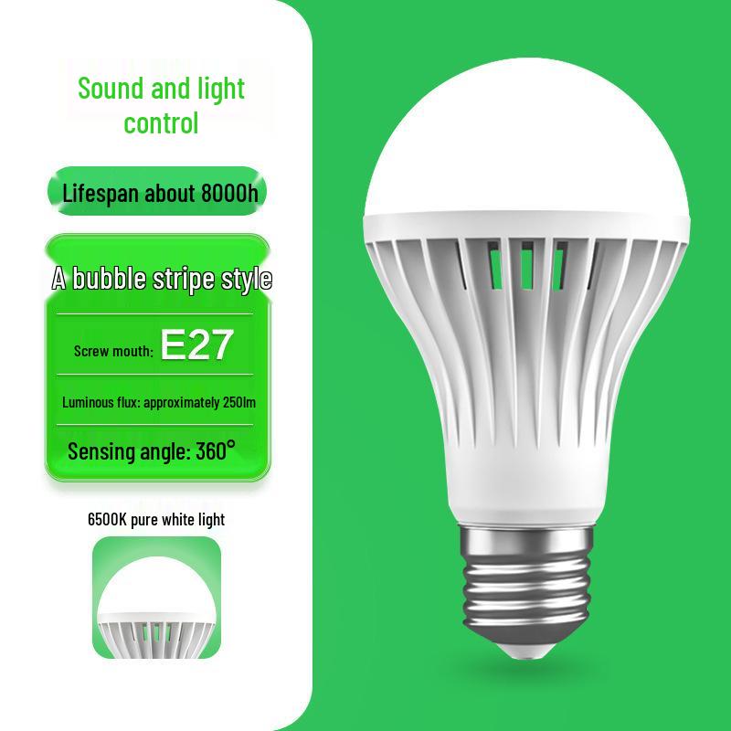 Motion-Sensor Sound and Light-Control LED Bulb for Bathroom and Stairwell